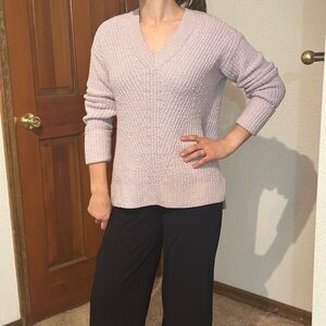 Nine West Light Lavender V-Neck Knit Sweater